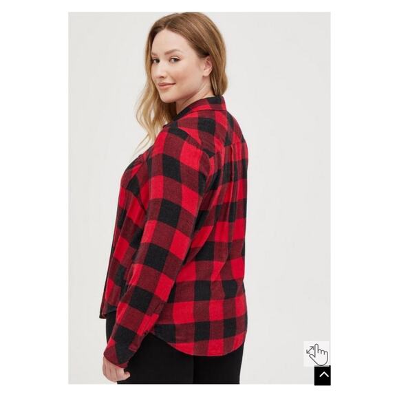 Torrid Red Plaid Brushed Rayon&Acrylic Button Up Shirt Sz.3 NWT - Picture 3 of 14